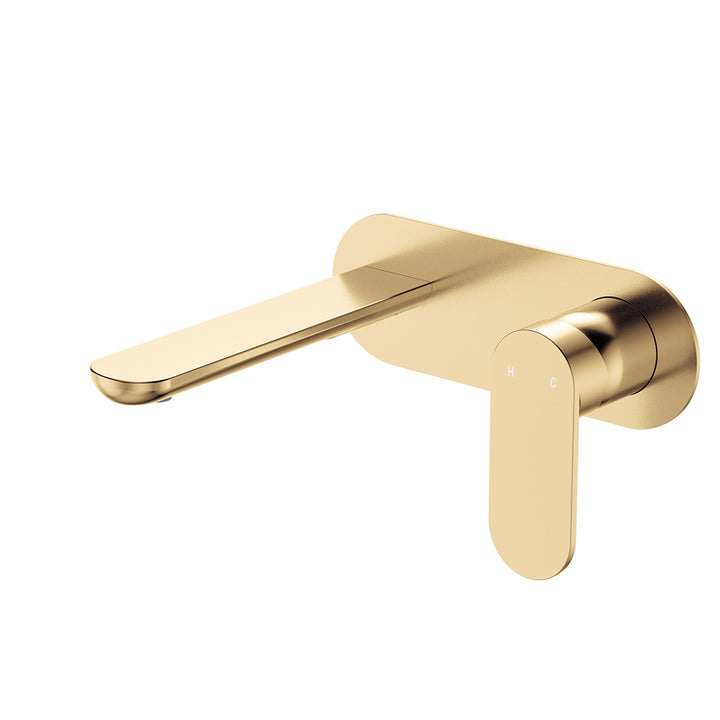 Fienza Empire Slim Basin/Bath Wall Mixer Set, Oval Plate, 160mm Outlet