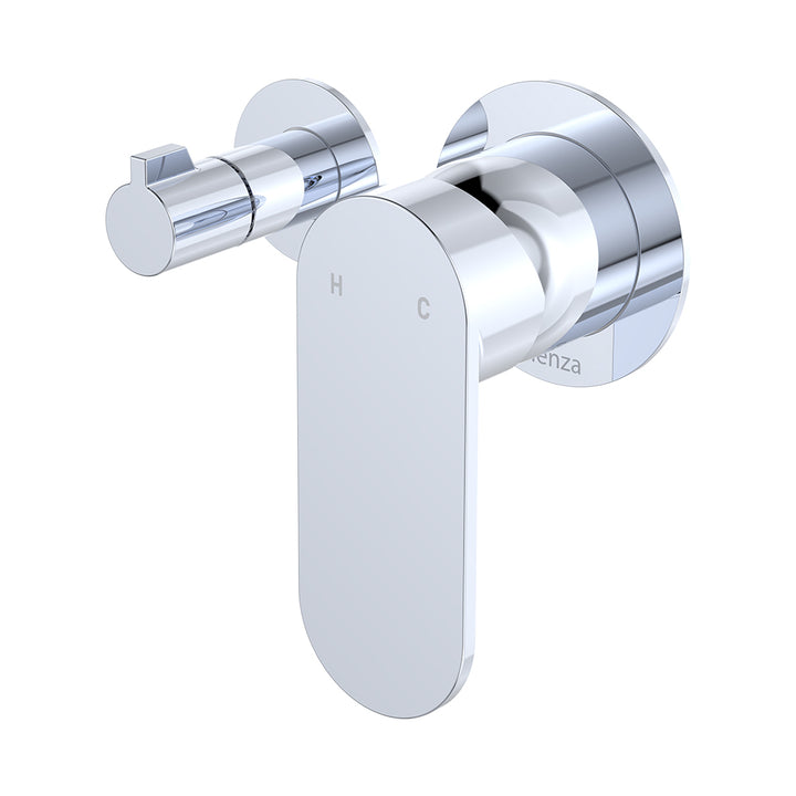 Fienza Empire Slim Wall Diverter Mixer, Small Round Plates, Horizontal