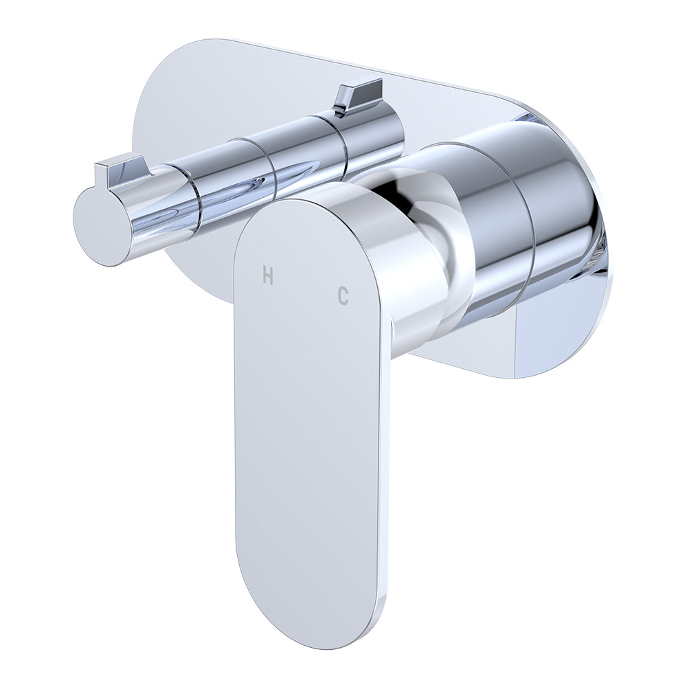 Fienza Empire Slim Wall Diverter Mixer, Large Oval Plate, Horizontal