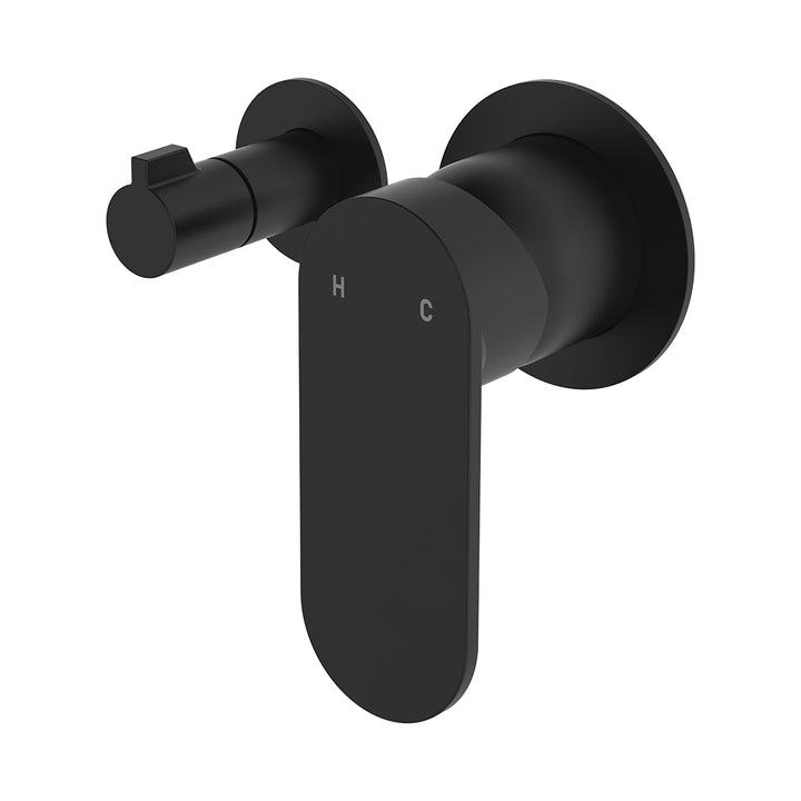 Fienza Empire Slim Wall Diverter Mixer, Small Round Plates, Horizontal