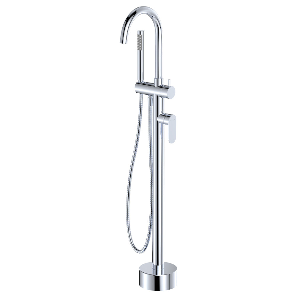Fienza Empire Slim Floor Mounted Bath Mixer with Hand Shower