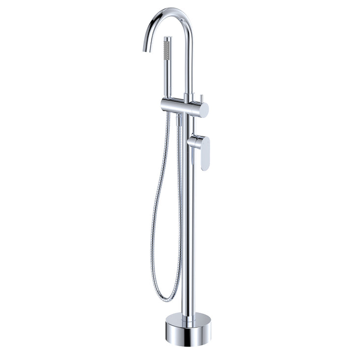 Fienza Empire Slim Floor Mounted Bath Mixer with Hand Shower