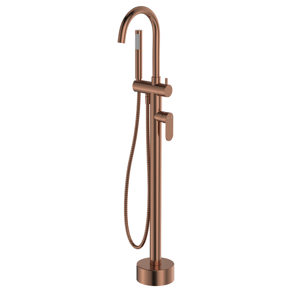 Fienza Empire Slim Floor Mounted Bath Mixer with Hand Shower