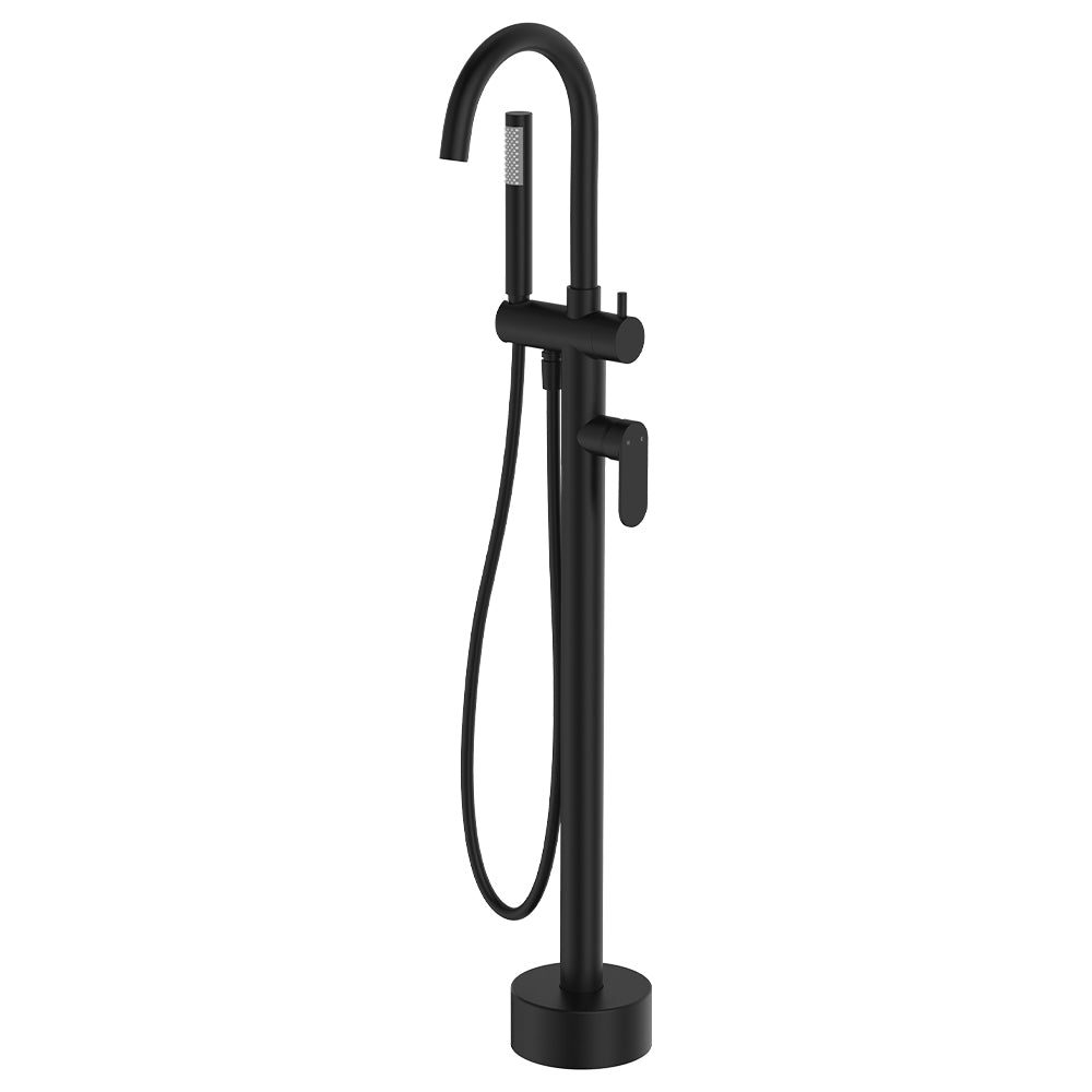 Fienza Empire Slim Floor Mounted Bath Mixer with Hand Shower