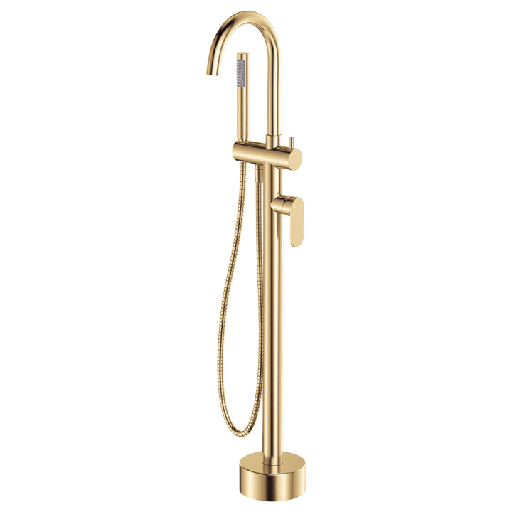 Fienza Empire Slim Floor Mounted Bath Mixer with Hand Shower
