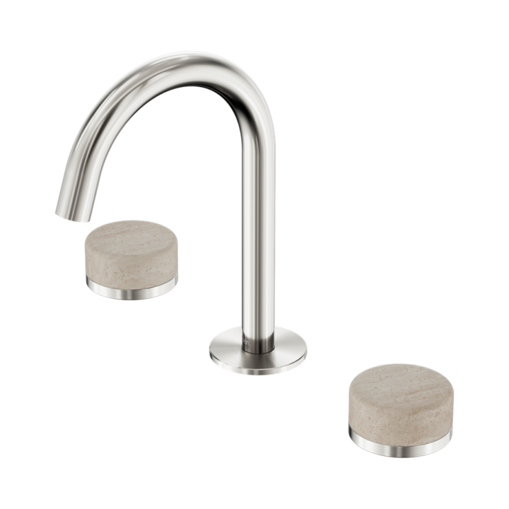 Nero Serenity Basin Set Arc Spout With Rome Travertine Handle