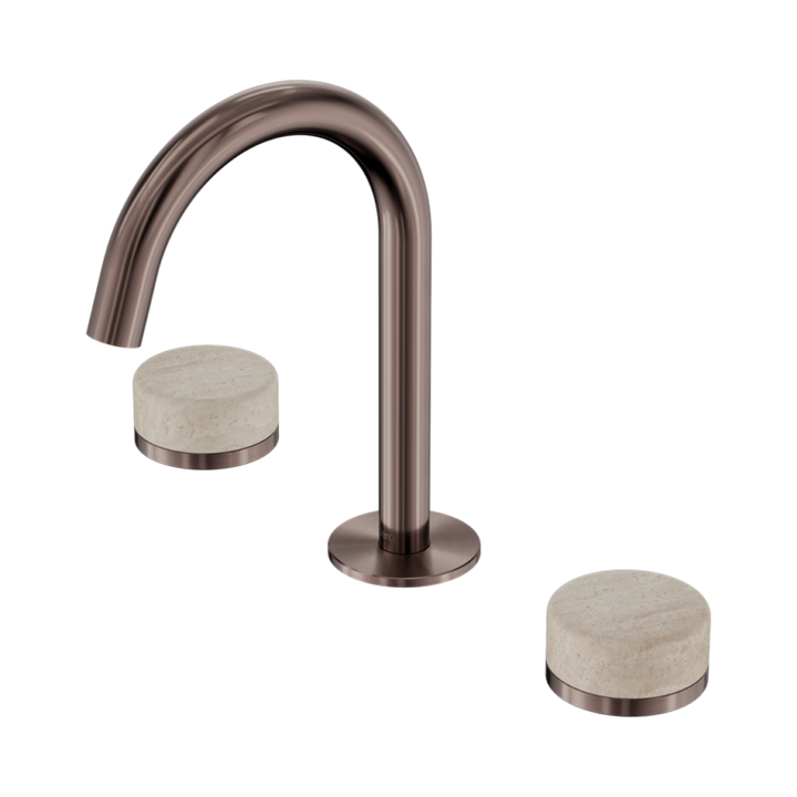 Nero Serenity Basin Set Arc Spout With Rome Travertine Handle