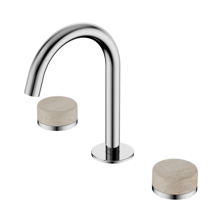 Nero Serenity Basin Set Arc Spout With Rome Travertine Handle