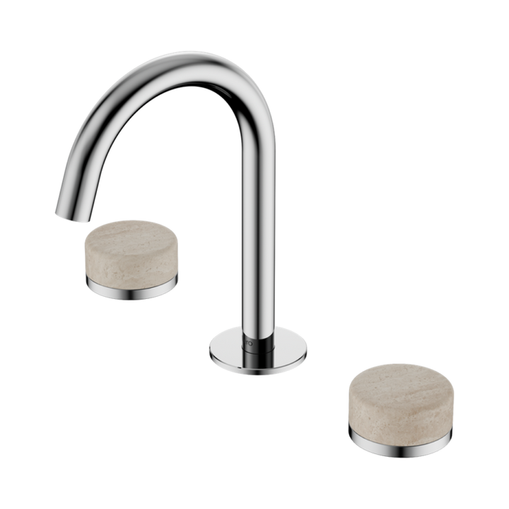 Nero Serenity Basin Set Arc Spout With Rome Travertine Handle