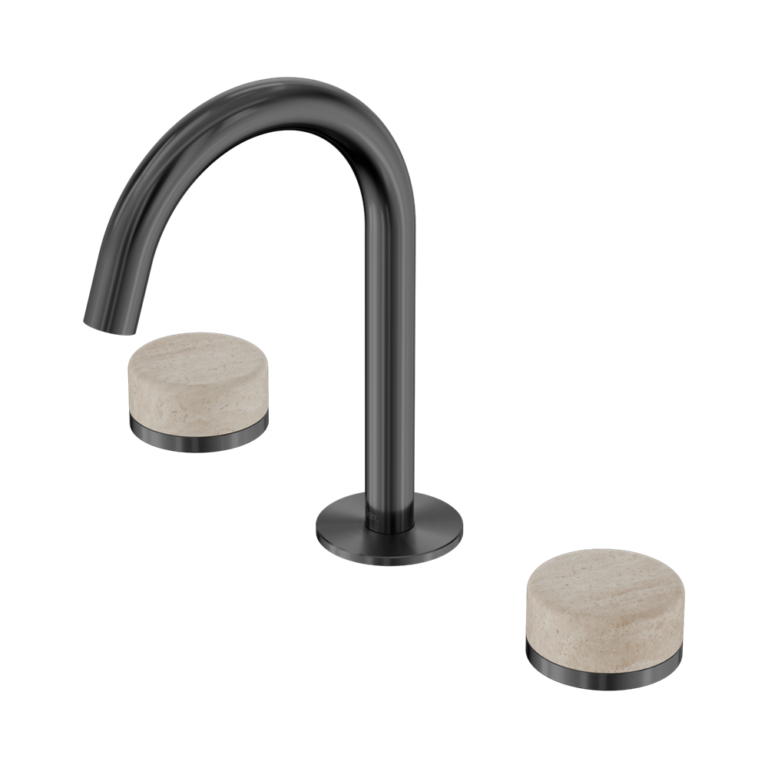 Nero Serenity Basin Set Arc Spout With Rome Travertine Handle