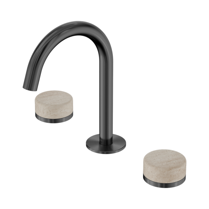 Nero Serenity Basin Set Arc Spout With Rome Travertine Handle