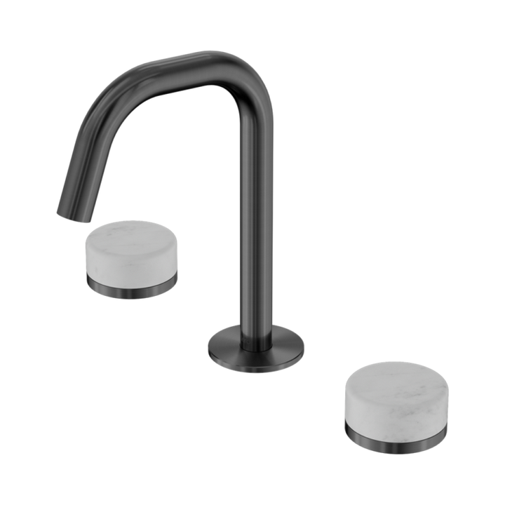 Nero Serenity Basin Set Edge Spout With Carrara Handle