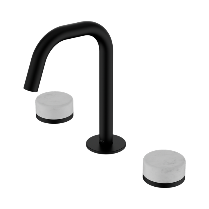 Nero Serenity Basin Set Edge Spout With Carrara Handle