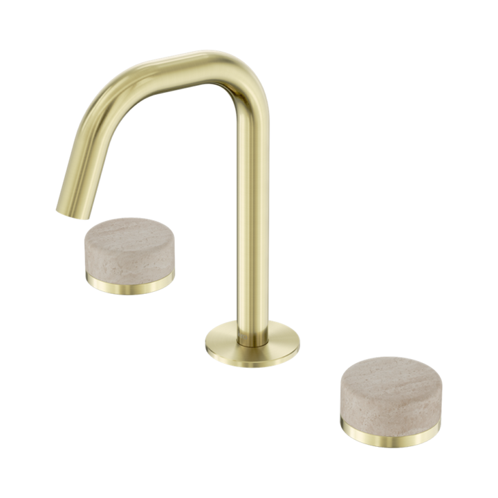 Nero Serenity Basin Set Edge Spout With Rome Travertine Handle