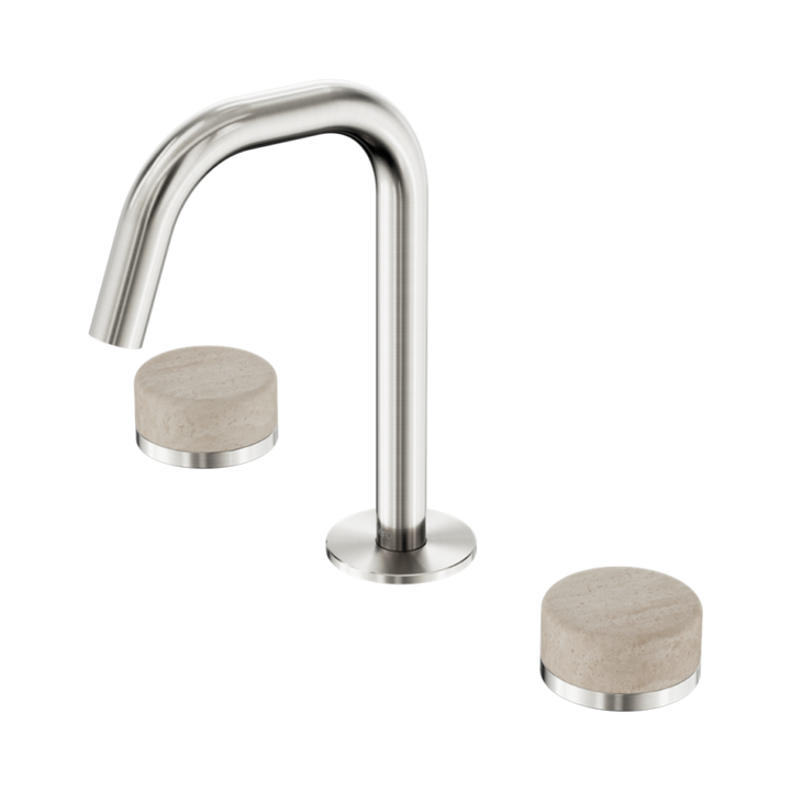 Nero Serenity Basin Set Edge Spout With Rome Travertine Handle