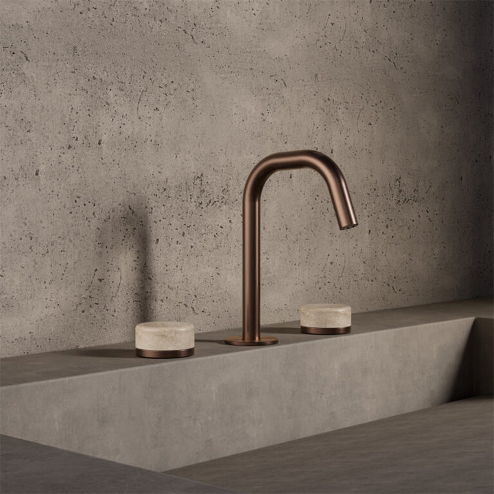 Nero Serenity Basin Set Edge Spout With Rome Travertine Handle