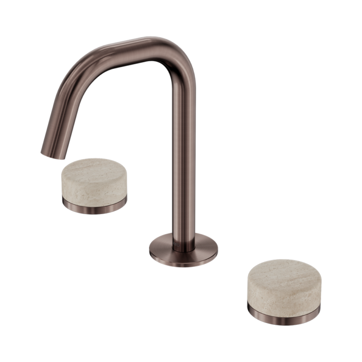 Nero Serenity Basin Set Edge Spout With Rome Travertine Handle