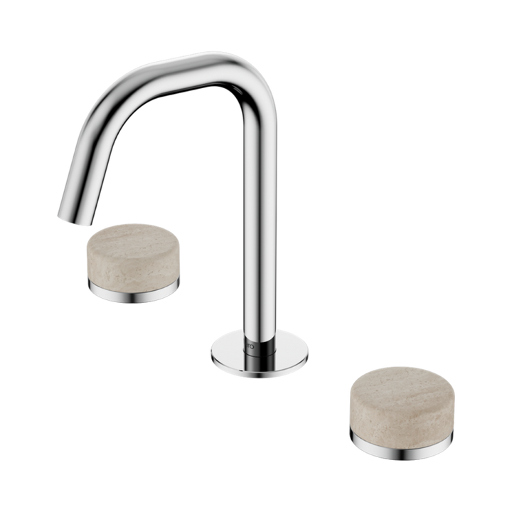 Nero Serenity Basin Set Edge Spout With Rome Travertine Handle