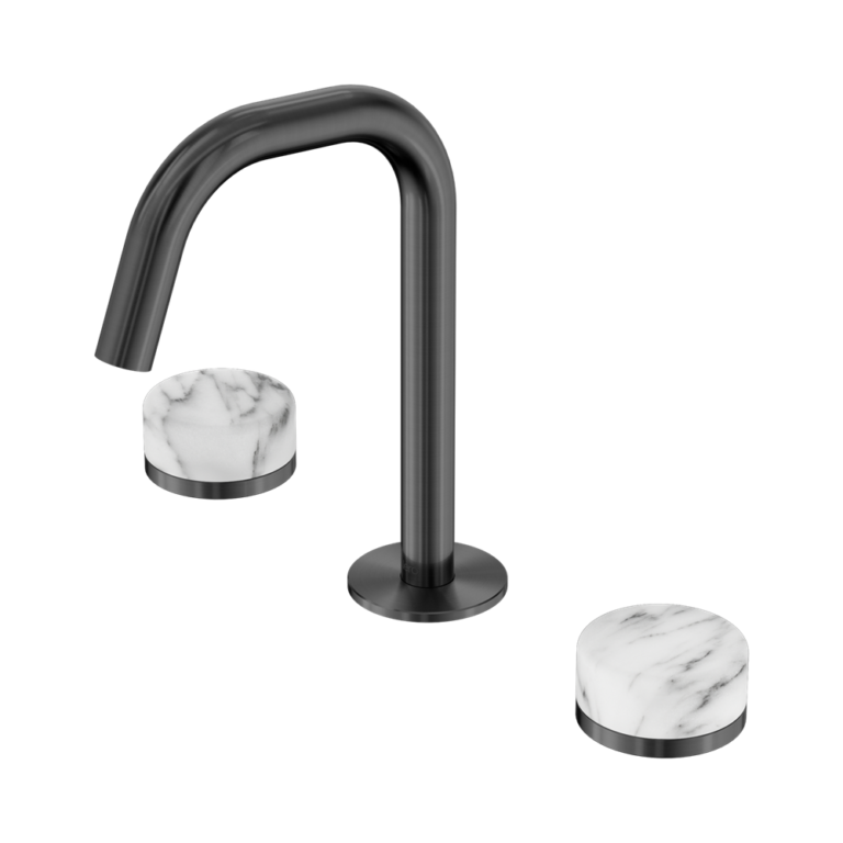 Nero Serenity Basin Set Edge Spout With Arabescato Corchia Handle