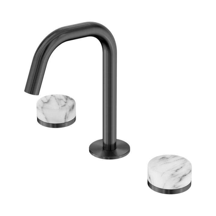 Nero Serenity Basin Set Edge Spout With Arabescato Corchia Handle