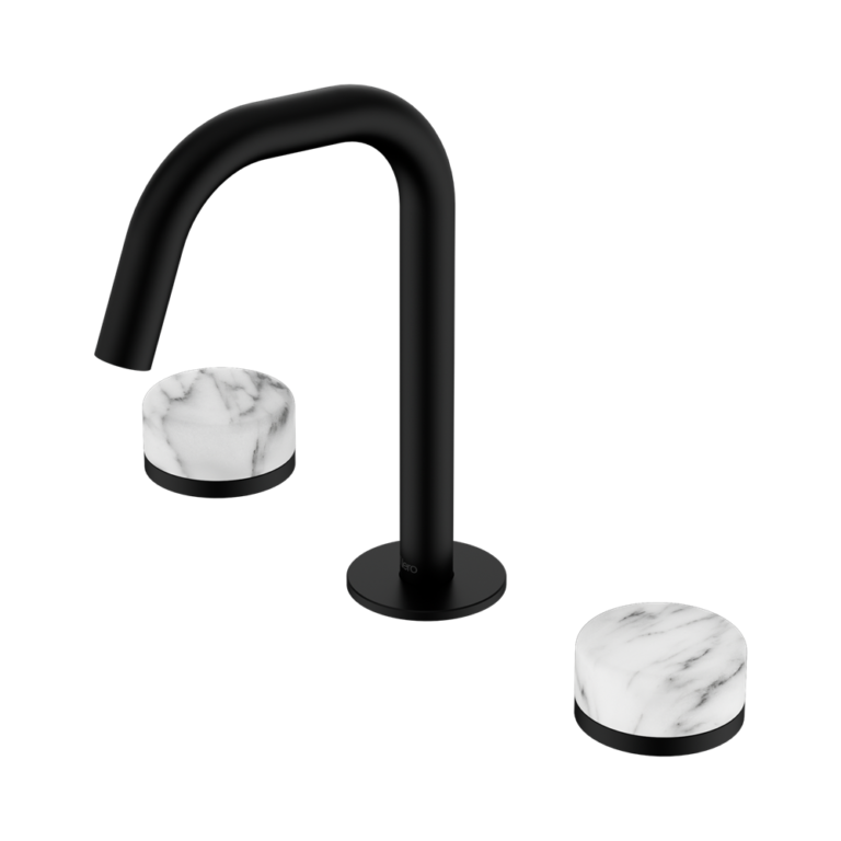 Nero Serenity Basin Set Edge Spout With Arabescato Corchia Handle