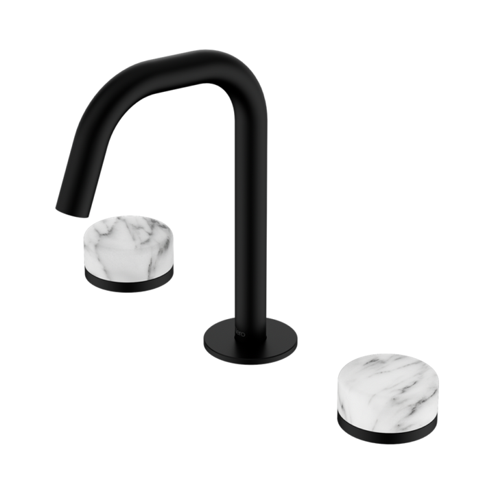 Nero Serenity Basin Set Edge Spout With Arabescato Corchia Handle