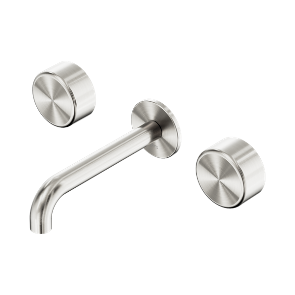 Nero Serenity Wall Basin Set 160mm Spout With Metal Handle Brushed Nickel