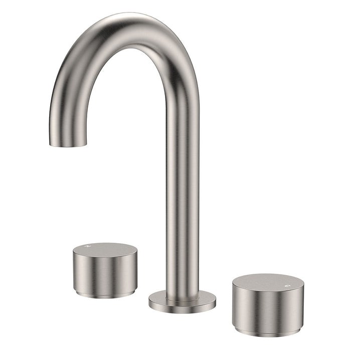 Fienza Kaya Round Hob Set Round Taps, Brushed Nickel