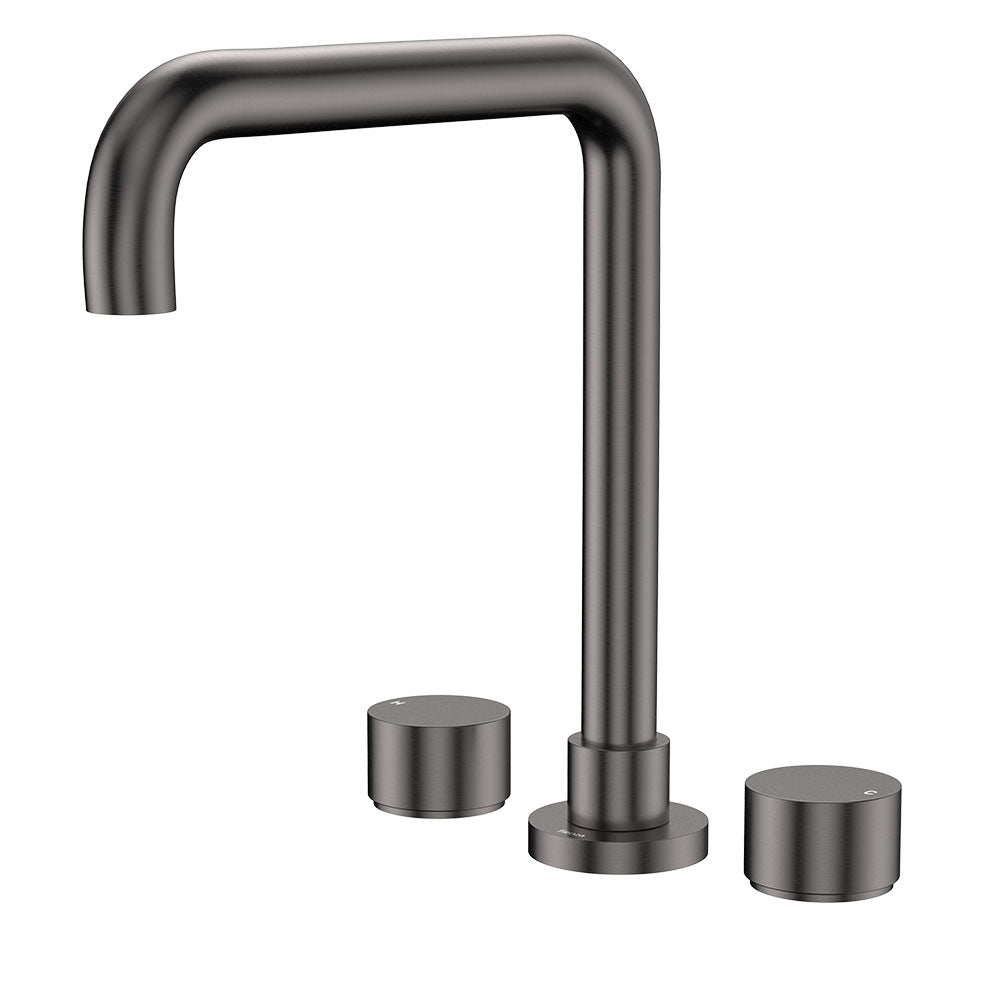Fienza Kaya Squareline Hob Set, Round Taps, Gun Metal