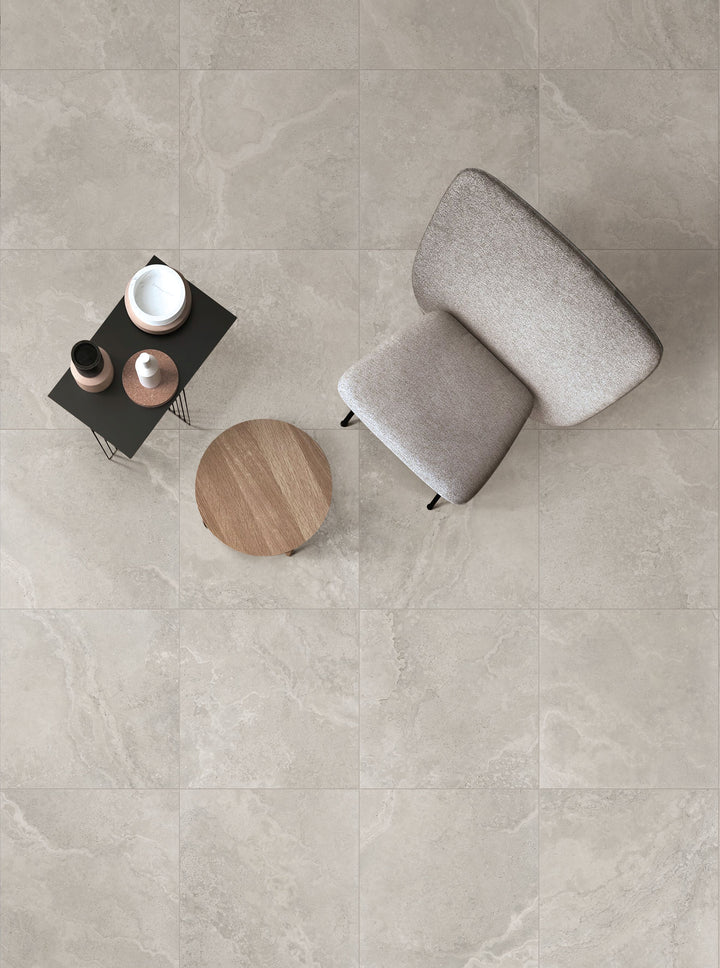 Crown Travertine Silver Glazed Porcelain Collection