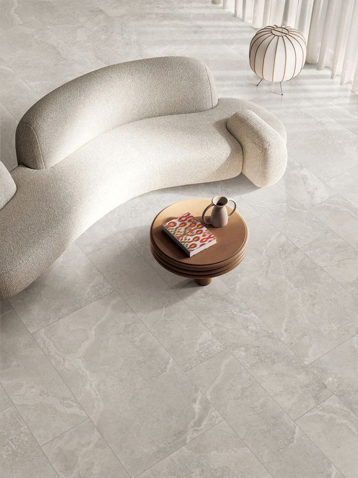 Crown Travertine Silver Glazed Porcelain Collection