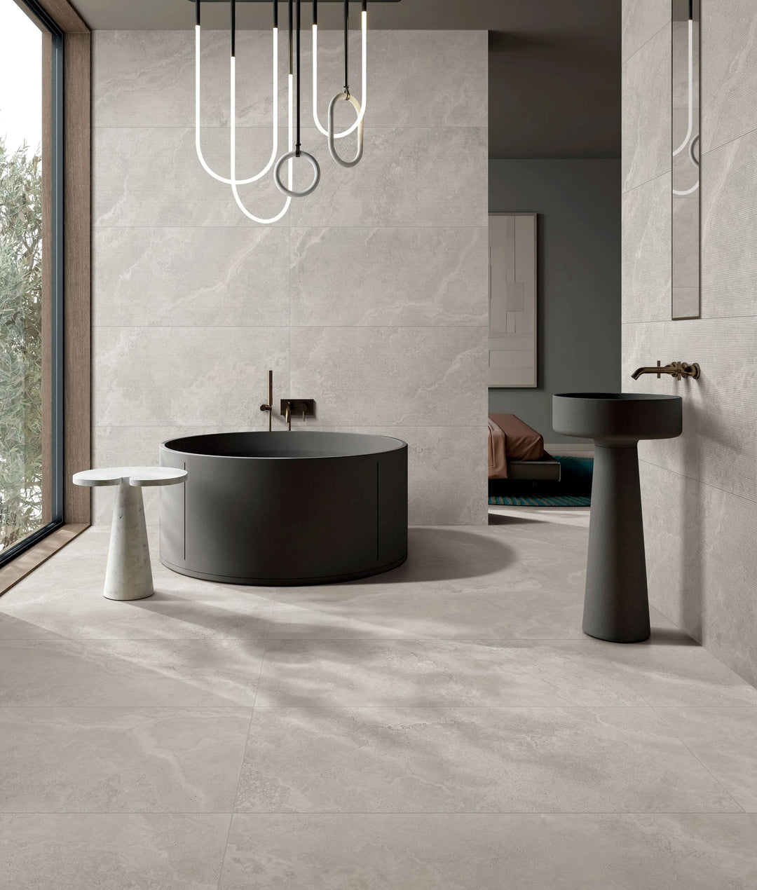 Crown Travertine Silver Glazed Porcelain Collection