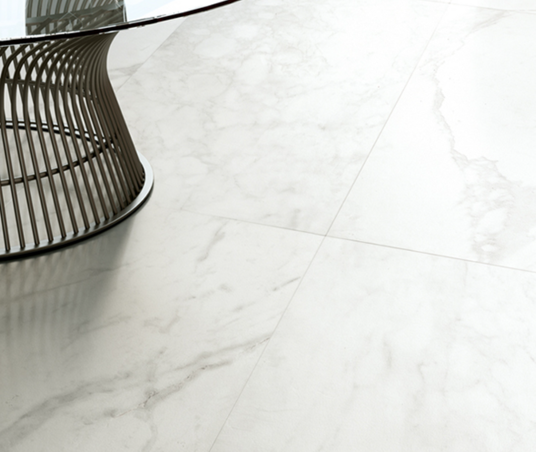 Italian 3D Crafted Calacatta Velvet White Porcelain Tiles