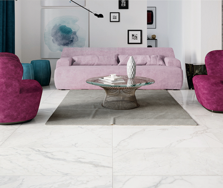 Italian 3D Crafted Calacatta Velvet White Porcelain Tiles