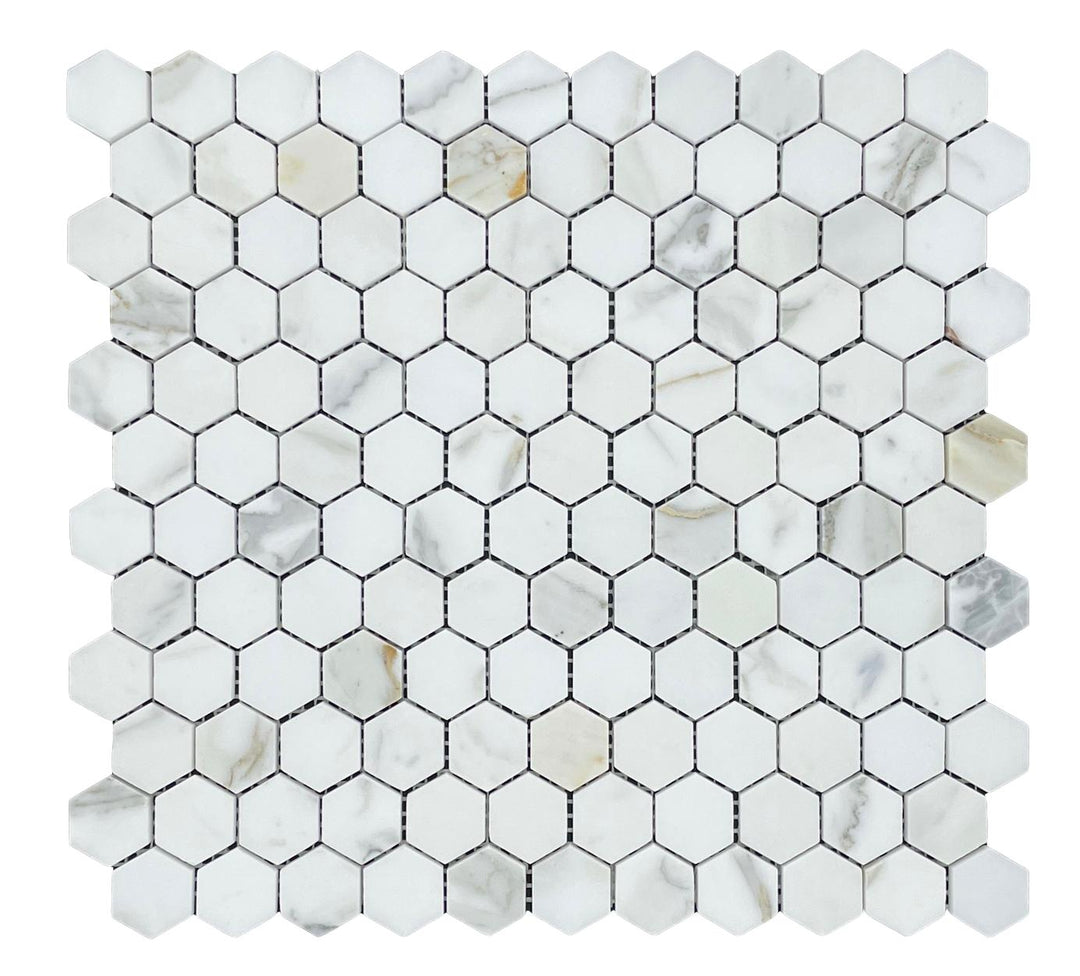 Hexagon Calacatta Gold Stone Mosaic Honed 25mm