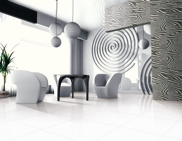 Lux White Polished Porcelain Tile 600x600mm