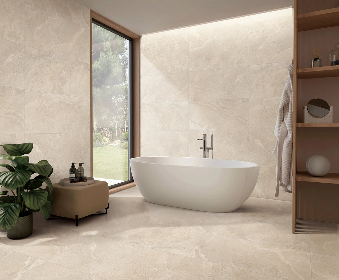 Crown Travertine Beige Glazed Porcelain Collection