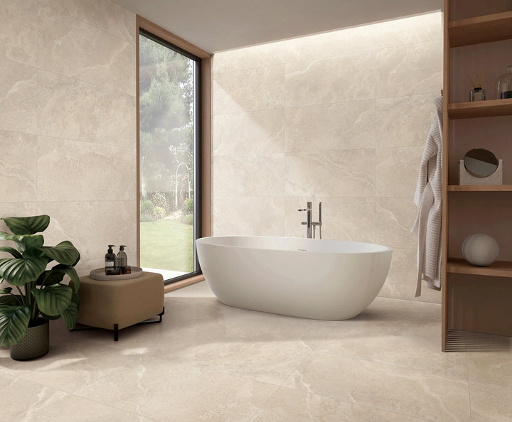 Crown Travertine Beige Glazed Porcelain Collection