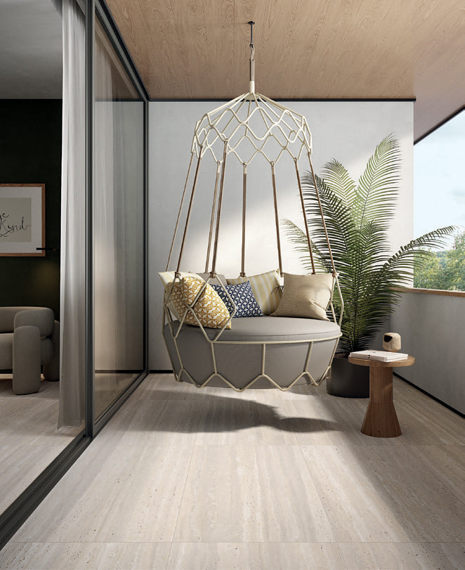 Travertine Avorio Bianco Italian Porcelain Tile 600x1200