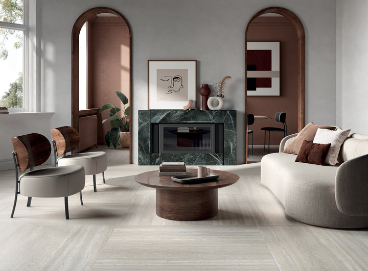 Travertine Avorio Bianco Italian Porcelain Tile 600x1200
