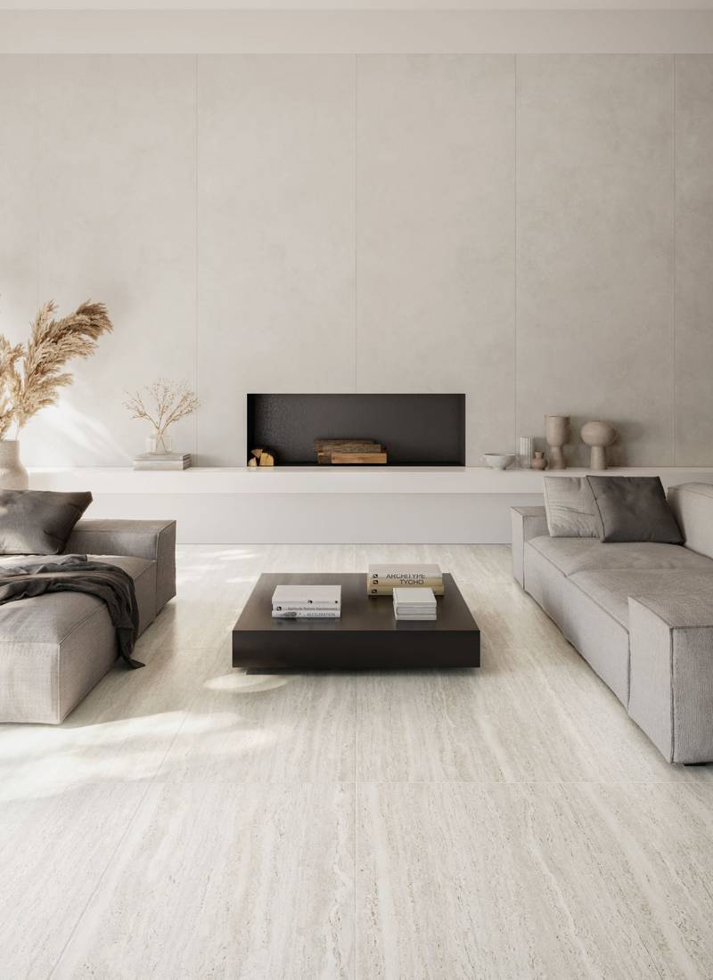 Travertine Avorio Bianco Italian Porcelain Tile 600x1200