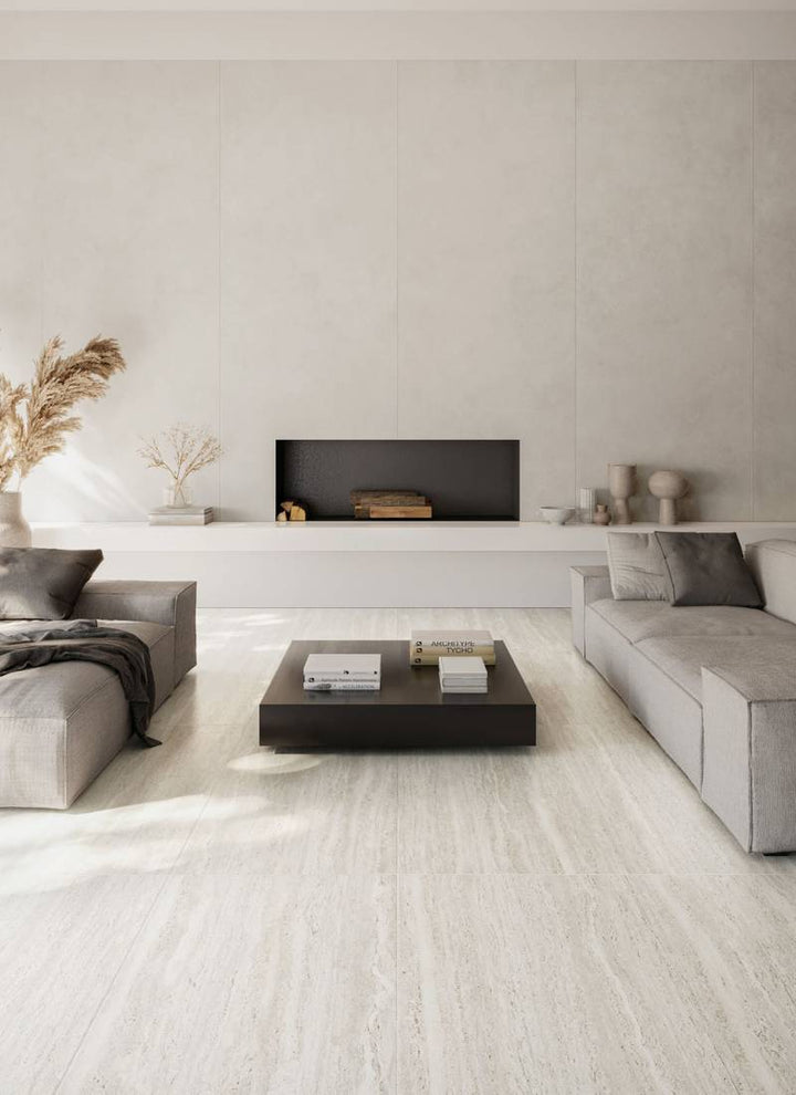 Travertine Avorio Bianco Italian Porcelain Tile 600x1200