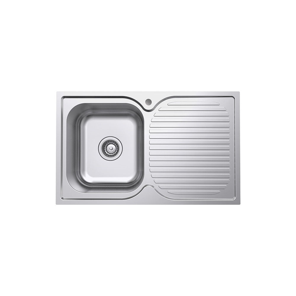 Fienza Tiva 780 Single Kitchen Sink with Drainer, Left Bowl