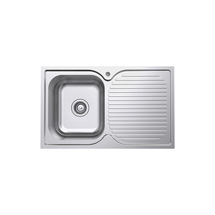 Fienza Tiva 780 Single Kitchen Sink with Drainer, Left Bowl