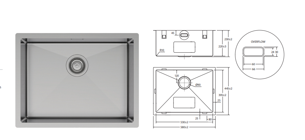 Fienza Hana 50L Laundry Sink with Overflow
