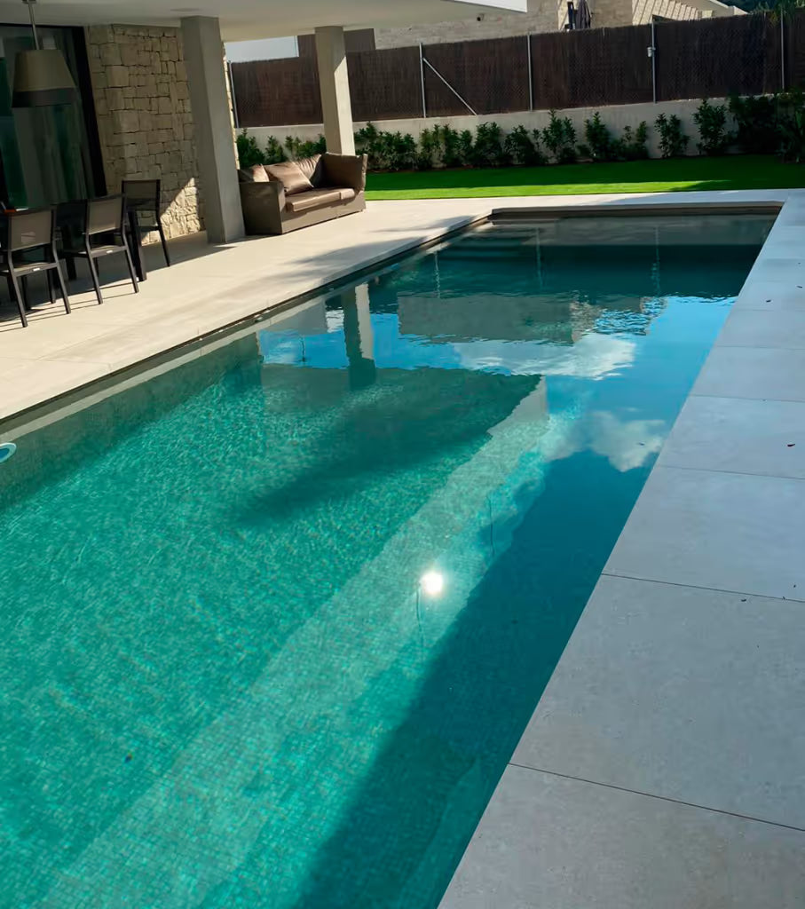 The Ezzari Zen Creamstone Pool Tile Collection