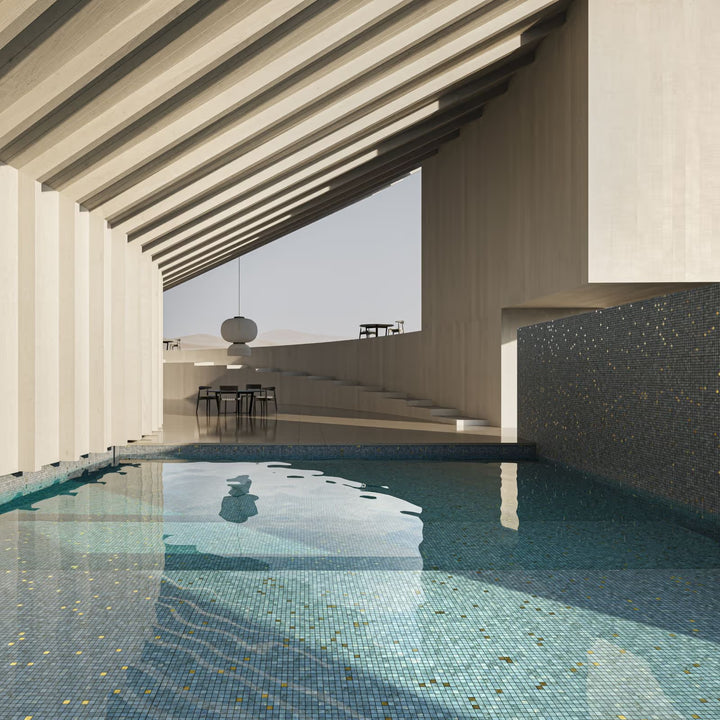 The Ezarri Gold Dolerite 25 Pool Tile