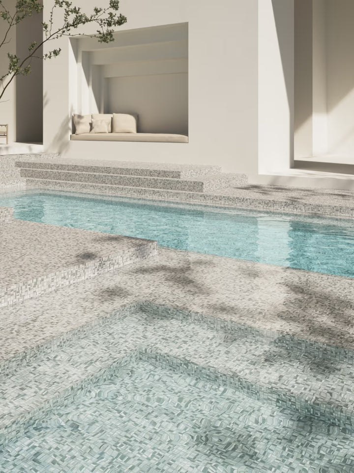 The Ezarri Aquarelle Layers Pool Tile Collection
