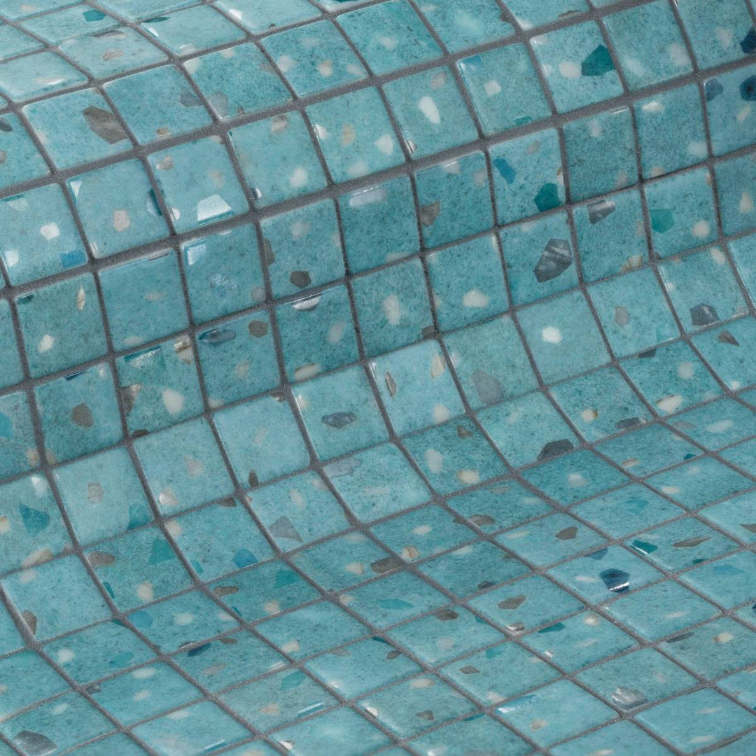 The Ezarri Terrazzo Teal Pool Tile Collection