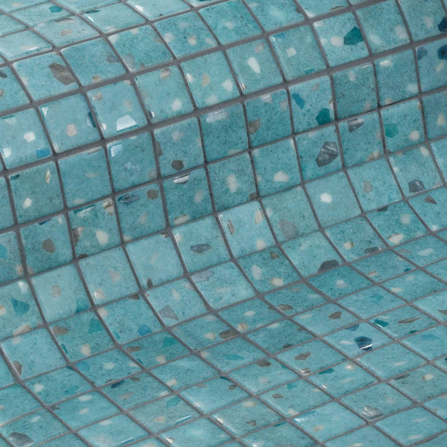 The Ezarri Terrazzo Teal Pool Tile Collection